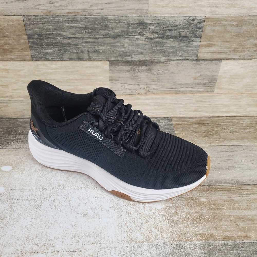 Kuru Atom 2 Womens Shoes Sz 9 W Running Jet Black Desert Tan Lace Up Sneakers